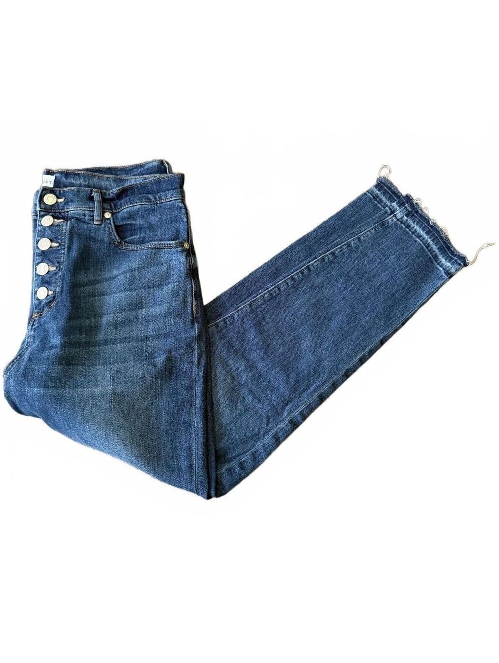 Ann Taylor LOFT The Skinny Denim Jeans Size 10 Cutoff Fringe Streetwear Grunge